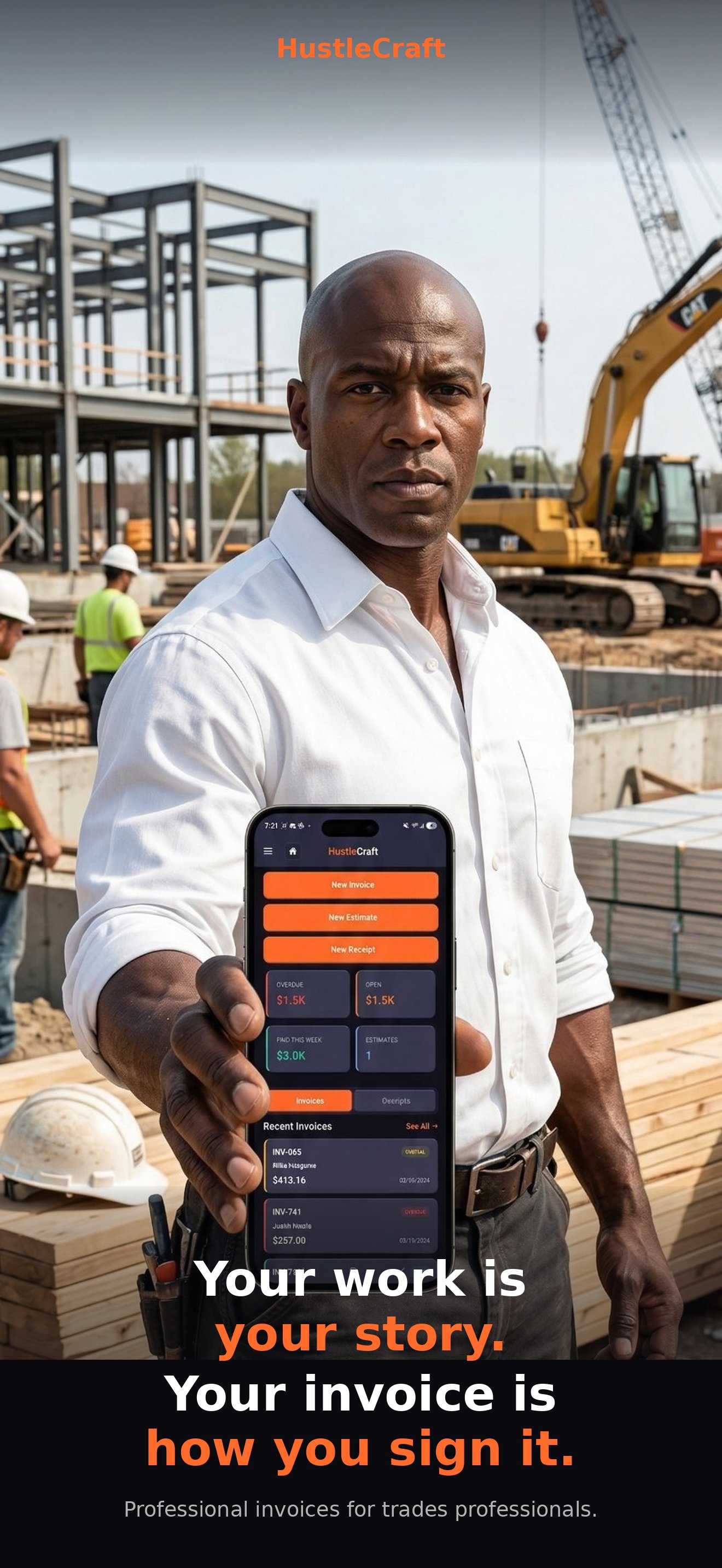 HustleCraft professional invoice on phone